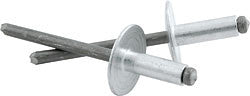 3/16" Lg. Head Rivets Steel Mandrel, Silver, 1/4"-3/8" Grip